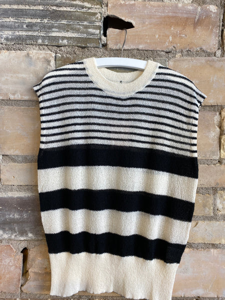 Striped Sleeveless Knit Top