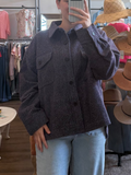 Textured Fuzzy Fabric Button Down Jacket (Space)