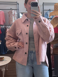 Textured Fuzzy Fabric Button Down Jacket (Blush)