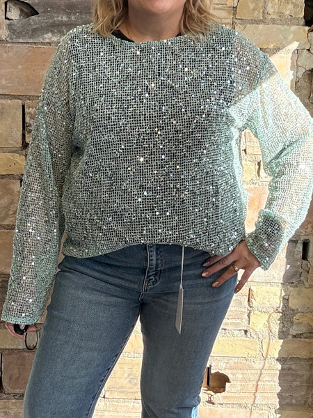 Womens Urban Loose Pullover Sequins Long Sleeve