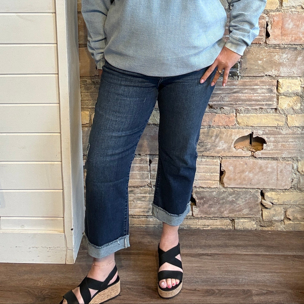 KanCan High Rise Cropped Straight Denim