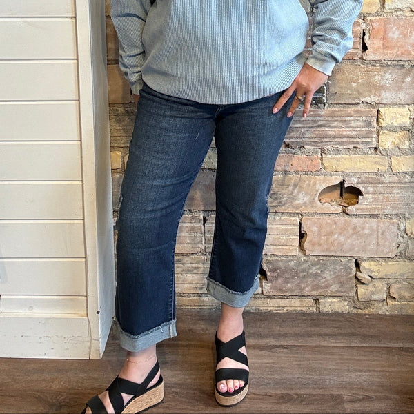 KanCan High Rise Cropped Straight Denim