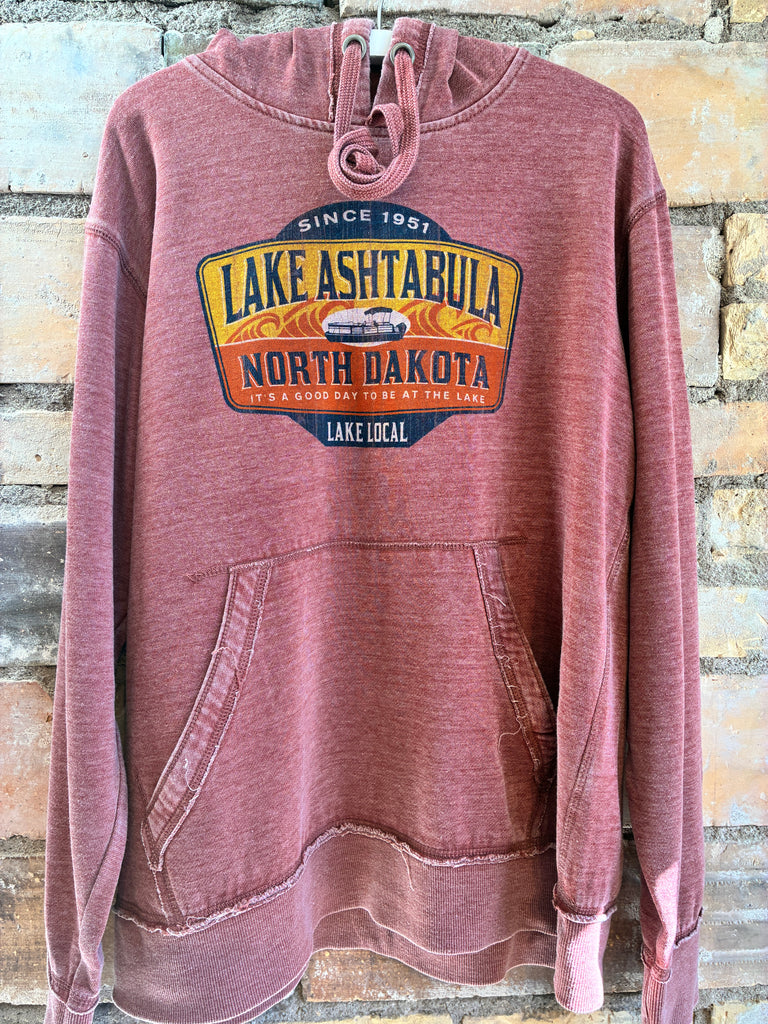 Lake Ashtabula Burnout Wash Hoodie (Redwood)
