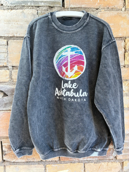 Lake Ashtabula Anchor Corded Crew (Charcoal)