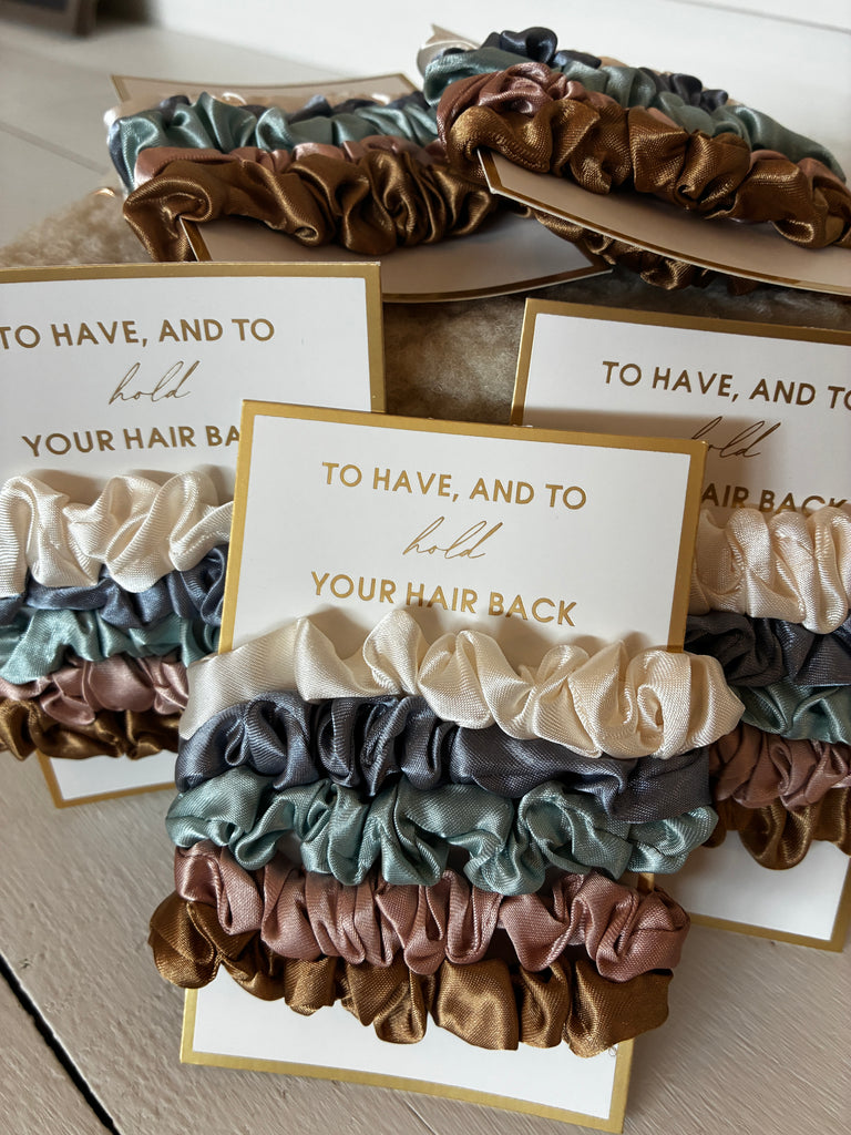 Set of 5 Small Silky Satin Hair Scrunchies