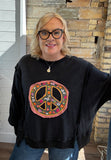 Plus Embroidered Peace Washed Pullover Knit Top