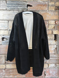 Black Open Stitch Cocoon Cardigan