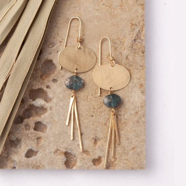 Lotus "Blue Lagoon" Gold Earrings