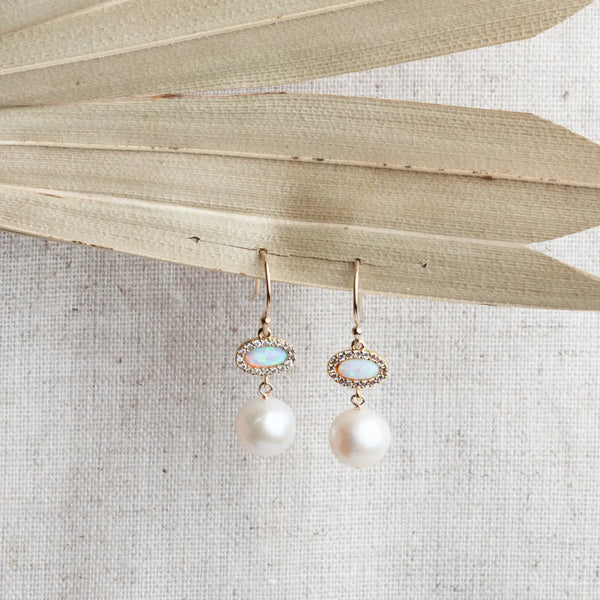 Lotus Opala Earrings- 14K Gold Filled