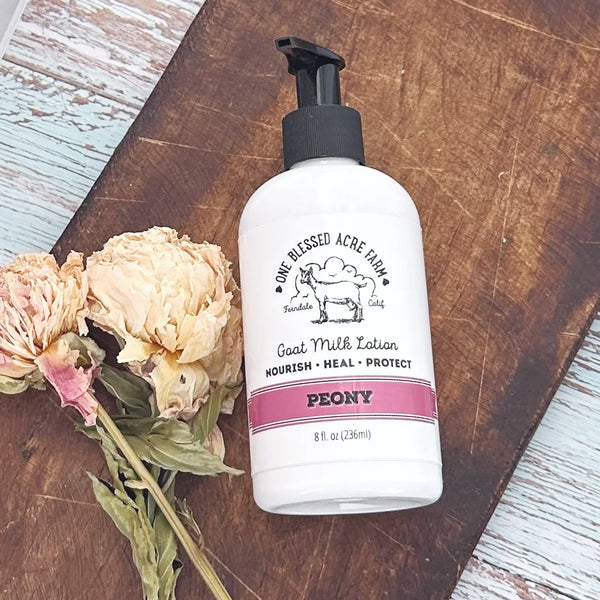 One Blessed Acre Farm- Goat Milk Lotion 8oz.- Peony