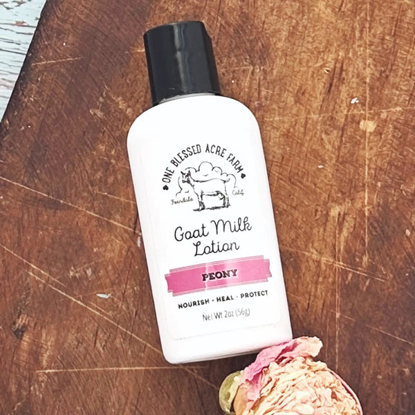 One Blessed Acre Farm- Goat Milk Lotion 2 oz- Peony