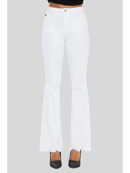 KanCan High Rise, Boot Cut, Raw Hem- White