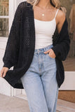 Black Open Stitch Cocoon Cardigan
