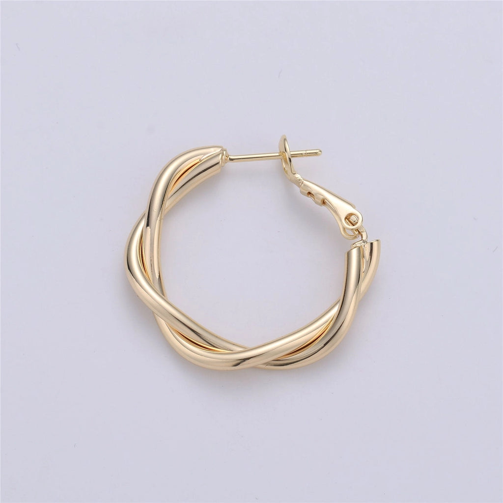 14k Gold filled Dainty Gold Twisted Hoop Earrings