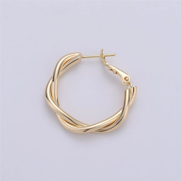 14k Gold filled Dainty Gold Twisted Hoop Earrings