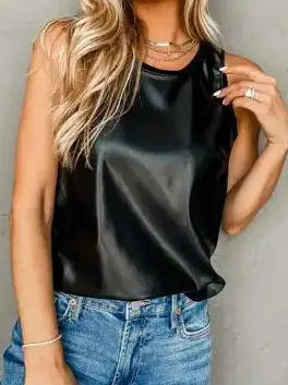 Faux Leather Sleeveless Top