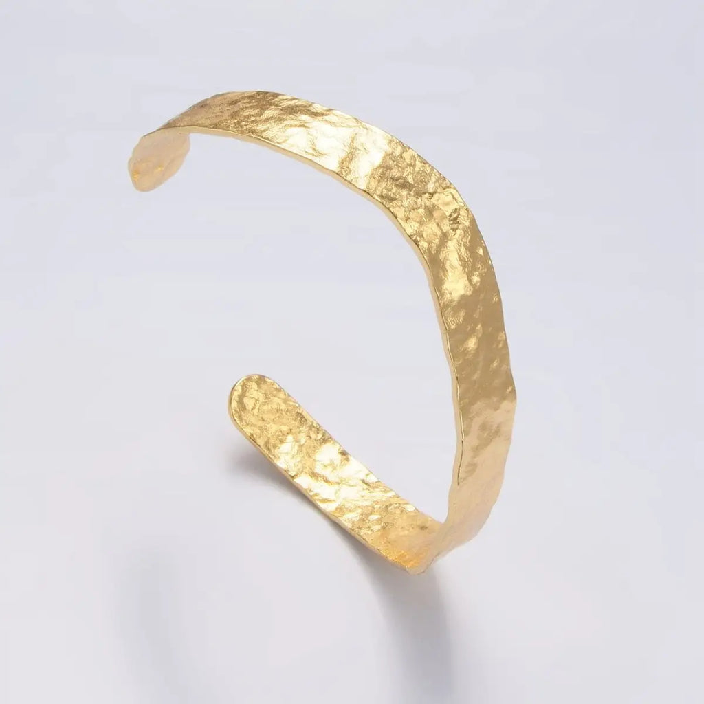 24K Gold Filled Hammered Band Cuff Bracelet