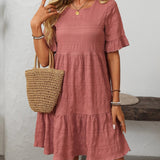 Ruffle A Line Tiered Flowy Mini Dress