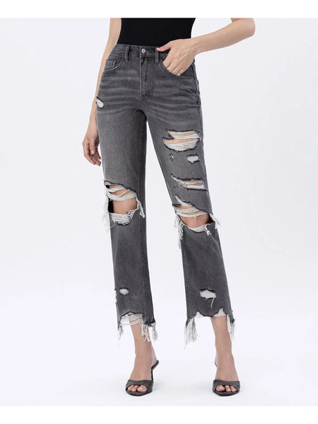 Flying Monkey Super High Rise Distressed Straight Jeans
