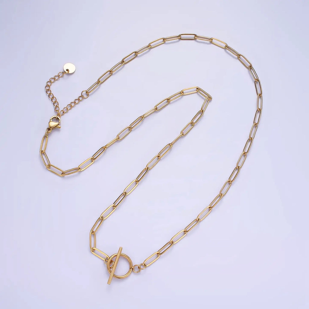 14K Gold Filled Toggle Clasps Paperclip Chain 19in Necklace