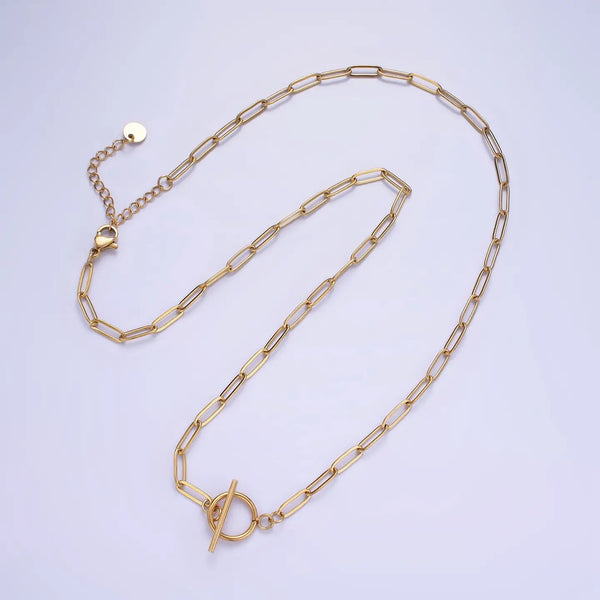14K Gold Filled Toggle Clasps Paperclip Chain 19in Necklace
