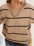 Stripe Long Sleeve Crew Mock Neck Sweater