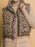 Leopard Print Zip Up Puffer Vest