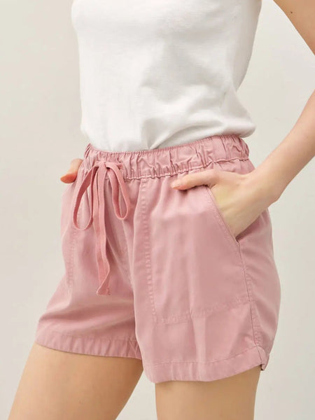 High Rise Pull On Tencel Short in Summer Mauve
