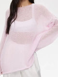 Oversized Boxy See Through Open Knit Top