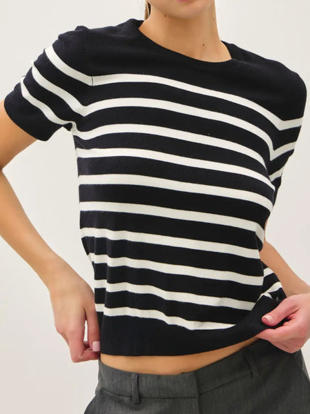 Classic Striped Short Sleeve Sweater