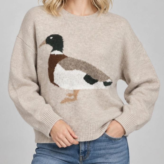 Mallard Duck Sweater in Taupe