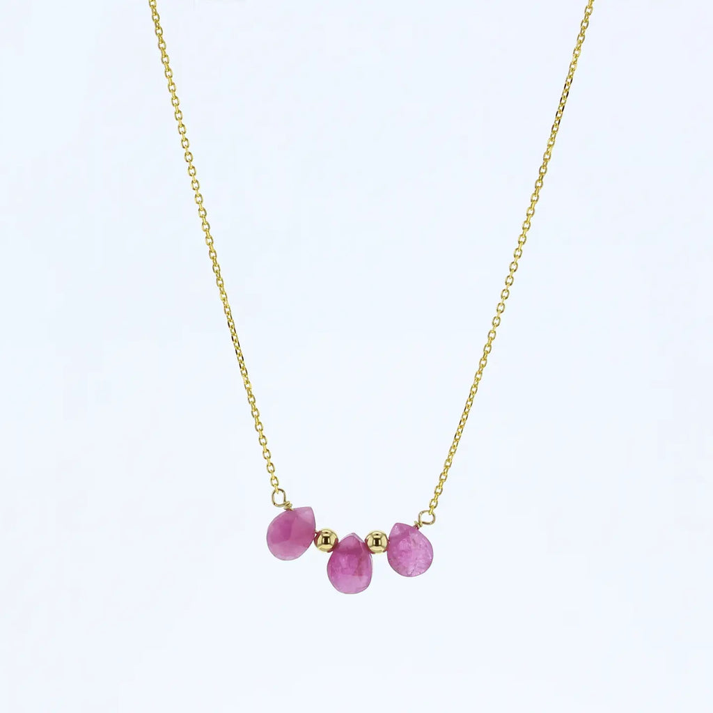 Lotus "Isola" Necklace with Pink Sapphire's in Gold Vermeil
