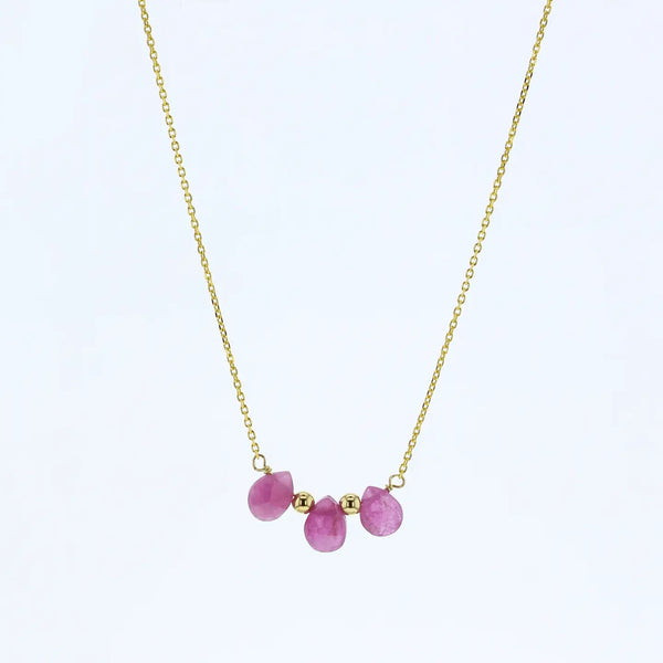 Lotus "Isola" Necklace with Pink Sapphire's in Gold Vermeil