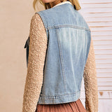 Washed Denim Ruffle Layering Vest
