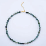 18K Gold Filled Green Aventurine Oval Gemstone Bead Necklace