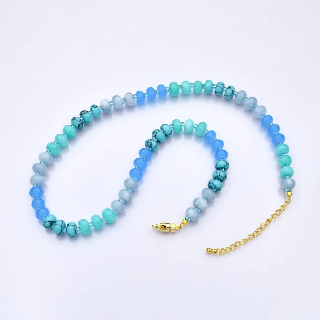 18K Gold Filled Blue Gradient Gemstone 18 Inch Necklace