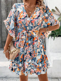 Ruffled Hem Boho Floral Dress