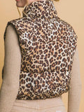 Leopard Print Zip Up Puffer Vest