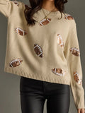 Tan Sequin Football Sweater
