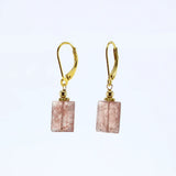 Lotus "Solara" Gold Plated Earrings in Strawberry Quartz