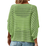 Summer Knit Pullover Loose Hollow Batwing Sleeve