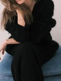 Faux Mink Knit Oversized Cardigan Soft Fluffy Sweater