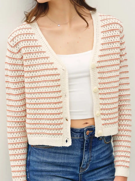 Striped Button Up Cardigan