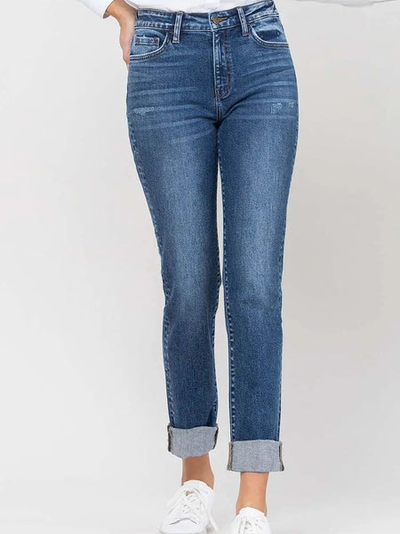 Flying Monkey- High Rise Double Cuffed Boyfriend Jeans